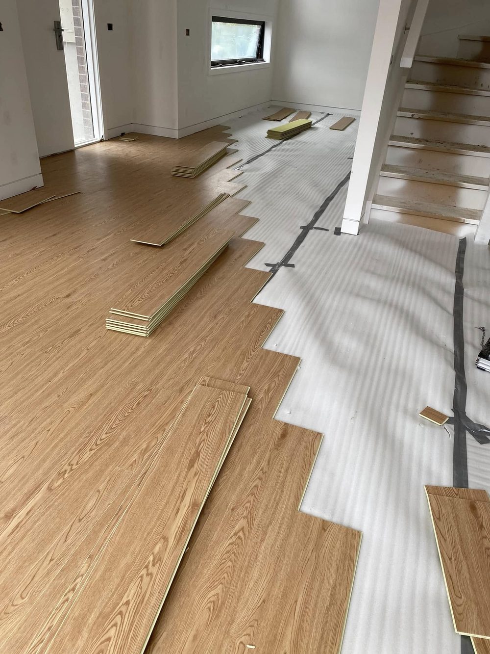 Real Ghane Flooring project: timber flooring installation in progress
